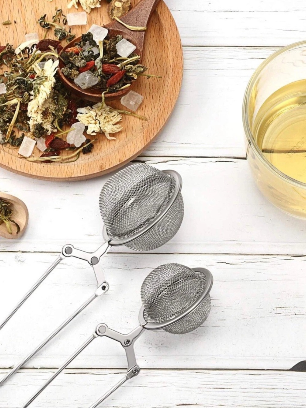 2pc Tea Infuser Loose Leaf Tea Snap Ball Tea Strainer Spoon